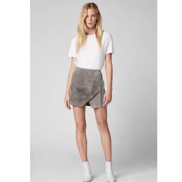 Gray suede blank nyc lace up skirt size 26 - Picture 2 of 6